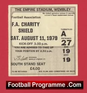 Liverpool v Arsenal 1979 – Charity Shield Ticket