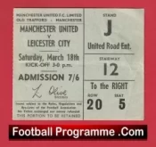 Manchester United v Leicester City 1967 – Football Ticket