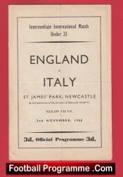 England v Italy 1960 – U23 at Newcastle – Bobby Charlton