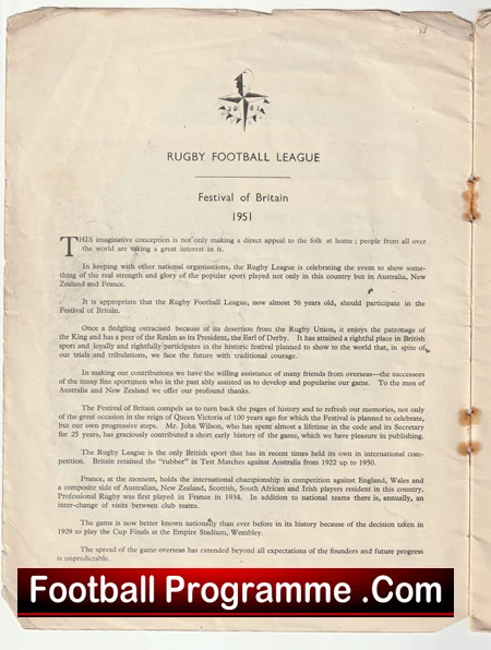 Great Britain Rugby v Australia 1951 - Festival Of Britain - Image 3
