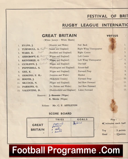 Great Britain Rugby v Australia 1951 - Festival Of Britain - Image 4