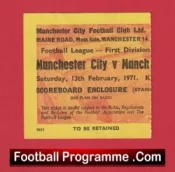 Manchester City v Manchester United 1971 – Match Ticket 1970s