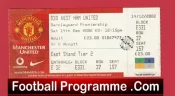 Manchester United v West Ham United 2002 – Match Ticket