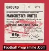 Sheffield United v Manchester United 1975 – Football Ticket