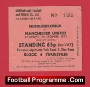 Middlesbrough v Manchester United 1975 – Football Ticket