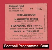 Middlesbrough v Manchester United 1975 – Football Ticket