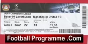 Bayern Leverkusen v Manchester United 2013 Match Ticket Germany