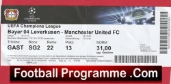 Bayern Leverkusen v Manchester United 2013 Match Ticket Germany - football memorabilia
