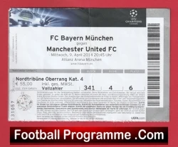 Bayern Munich v Manchester United 2014 - Football Ticket Germany - football memorabilia
