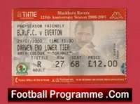 Blackburn Rovers v Everton 2000 – Pre Season Friendly Match Ticket