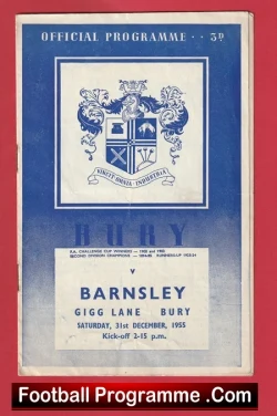 Bury v Barnsley 1955 - football programme