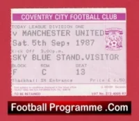 Coventry City v Manchester United 1987 – Match Ticket