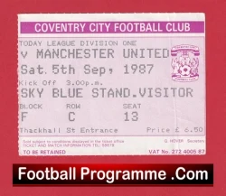 Coventry City v Manchester United 1987 - Match Ticket - football memorabilia