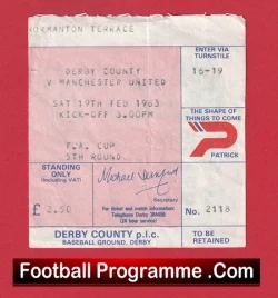 Derby County v Manchester United 1983 - Match Ticket - football memorabilia