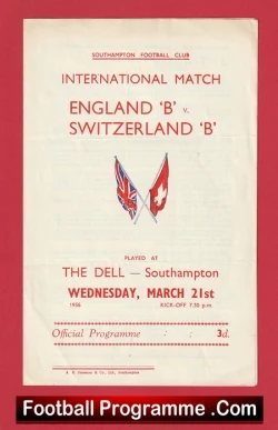 England v Switzerland 1956 - Duncan Edwards - B International - football programme
