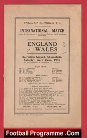 England v Wales 1933 – School Boys Match at Chesterfield FC 1930s