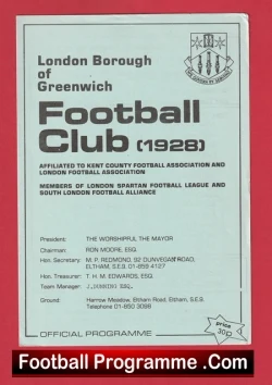 Greenwich v Whyteleafe 1980 - London Borough Spartan League - football programme