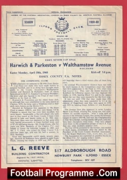 Harwich Parkeston v Walthamstow Avenue 1960 - Essex Senior Cup Final - football programme