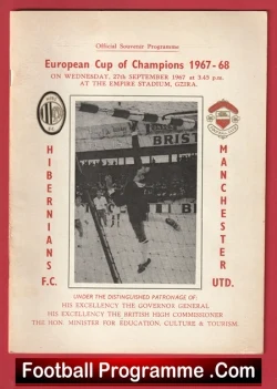 Hibernians v Manchester United 1967 - Hibs Malta v Man Utd Gzira - football programme