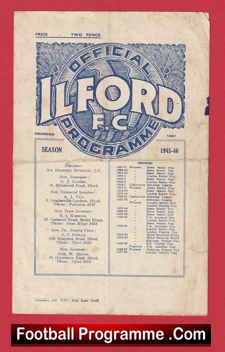 Ilford v Walthamstow Avenue 1946 - Amateur Cup - Image 2