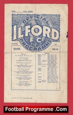 Ilford v Walthamstow Avenue 1946 - Amateur Cup - football programme