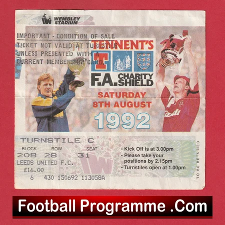Leeds United v Liverpool 1992 - Eric Cantona Charity Shield Match Ticket - Image 2