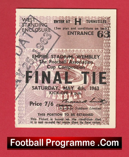 Leicester City v Manchester United 1963 - FA Cup Final Ticket - Image 2