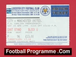 Leicester City v Manchester United 1995 - Football Ticket - football memorabilia