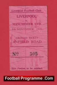 Liverpool v Manchester United 1975 – Football Ticket