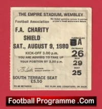 Liverpool v West Ham United 1980 – Charity Shield Ticket