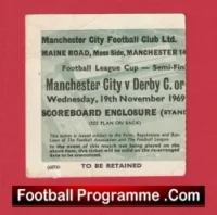 Manchester City v Manchester United 1969 – Match Ticket Semi Final