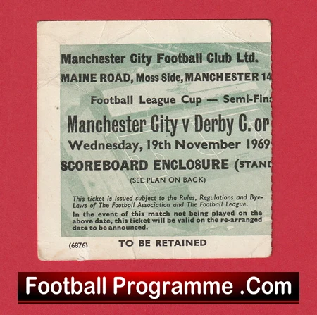 Manchester City v Manchester United 1969 - Match Ticket Semi Final - Image 2