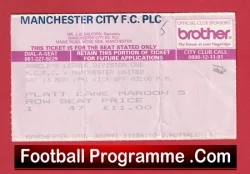 Manchester City v Manchester United 1991 - Football Ticket - football memorabilia