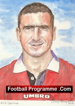Manchester United Eric Cantona Original Watercolour Painting - Genuine 2024 - football programme