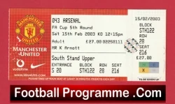 Manchester United v Arsenal 2003 - FA Cup Football Ticket - football memorabilia
