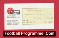 Manchester United v Aston Villa 1977 – Football Ticket