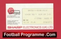 Manchester United v Aston Villa 1977 – Match Ticket