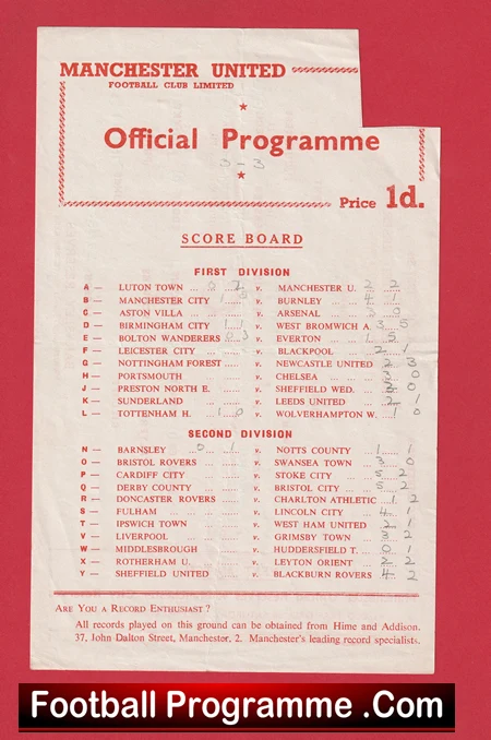 Manchester United v Barnsley 1957 - Man Utd Reserves Geoff Bent + David Pegg - Image 2