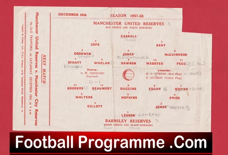 Manchester United v Barnsley 1957 - Man Utd Reserves Geoff Bent + David Pegg - Image 3