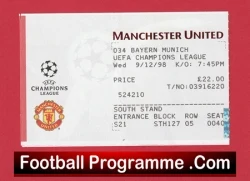 Manchester United v Bayern Munich 1998 - Treble Season Ticket - football memorabilia