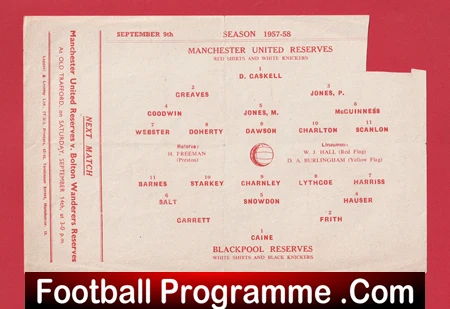 Manchester United v Blackpool 1957 - Reserves Man Utd Bobby Charlton - Image 3