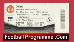 Manchester United v Chelsea 2007 - Comp Ticket - football memorabilia