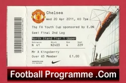 Manchester United v Chelsea 2011 - Youth Cup Semi Final Ticket - football memorabilia