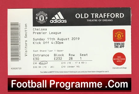 Manchester United v Chelsea 2019 - Football Ticket - Image 2