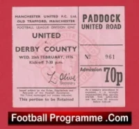 Manchester United v Derby County 1976 – Match Ticket