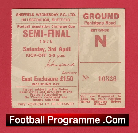 Manchester United v Derby County 1976 FA Cup Semi Final Football Ticket - Image 2