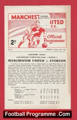 Manchester United v Everton 1964 - Lancashire Supplementary Cup Final - football programme