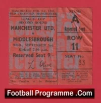 Manchester United v Everton 1969 – Match Ticket League Cup