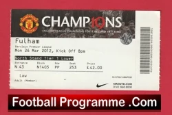 Manchester United v Fulham 2012 - Football Match Ticket - football memorabilia