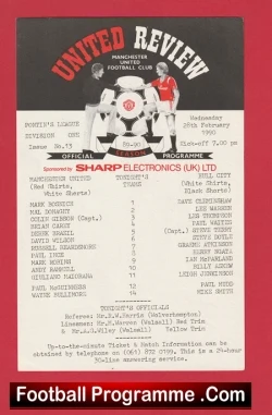 Manchester United v Hull City 1990 - Reserves Match + Mal Donaghy - football programme